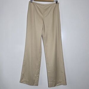 Armani Collezioni pleated front wide leg dress pants in golden taupe/Tan Size 6